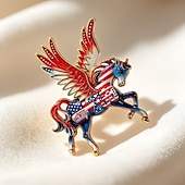  Broche met adelaar en paard ter ere van het 250-jarig jubileum, voor mannen en vrouwen, Amerikaanse patriottische boutonnière met strass-steentjes en een afbeelding van een Amerikaanse zeearend,