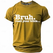  Bruh Read Your Bible Funny Christian Men's Sarcastic Religious Meme T Shirt Graphic Crew Neck Short Sleeve Church Youth Group Gift for Son Designer Clothing Apparel