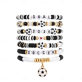 baratos Partida de Futebol Mundial 2026-Conjunto de pulseiras para fãs de futebol, inspiradas na Copa do Mundo, com contas e pingentes de futebol. Adoro futebol! Joias ajustáveis para crianças apaixonadas por futebol. &amp;adultos