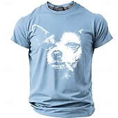 economico Magliette con stampa animale-Maglietta da uomo con chihuahua che fuma una sigaretta, streetwear grintoso, meme divertente, vestibilità regolare, stile thug life, cane cattivo, abbigliamento casual quotidiano firmato, taglie S, M,