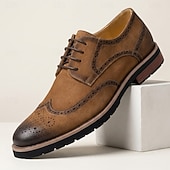 halpa Oxford-kengät-Miesten ruskeat siipikärkilliset brogue-puvunkengät, klassiset nauhalliset business-kengät, muodolliset oxfordit kypsille miehille, toimistovaatteet, häät, juhlat ja smart casual -tapahtumat