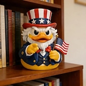abordables 250e Anniversaire des États-Unis-Figurine d'oncle canard patriotique, statuette amusante d'oncle canard avec drapeau américain &amp;Chapeau haut-de-forme, décorations du 4 juillet, décoration intérieure américaine originale, décoration
