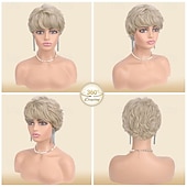 cheap Older Wigs-Blonde Pixie Wigs for Women - Short Natural Layered Haircut Synthetic Heat Resistant Hair Wig for Daily Costume
