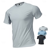 cheap Men's Casual T-shirts-Men's T Shirt Short Sleeve Shirt Tee Top Short Sleeve Crew Neck Summer Spring Solid Color Streetwear Stylish Leisure Quick Dry Slim Daily Vacation Sport Black Blue Grey Top Tee for Men