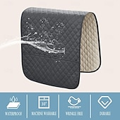 abordables Housse de canapé-Ensemble de 1 housse d'accoudoir imperméable gris foncé pour canapé, avec 2 grandes poches latérales pour télécommande TV, antidérapante, résistante et lavable, idéale pour le salon.