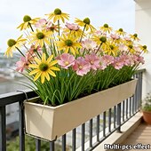 cheap Artificial Flower-20Pcs Artificial Outdoor Flowers and Bulbous Grass, Plastic Replica Gerbera Daisy and Bulbous Grass Ground Plants, Suitable for Garden, Patio, Hotel Decoration, Easy to Care for All Seasons