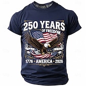  4 juli 2026 250:e Herr Rolig T-shirt Kortärmad T-shirt 3D-tryck Rund hals Skjorta Mode Designer Enkel Ledigt Dagligen Fest Svart Rubinrött Sommar Vår Kläder S M L XL XXL XXXL