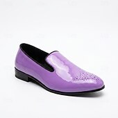 cheap Loafers-Men's Purple Patent Loafers Slip-On Dress Shoes Glossy Statement Footwear for Stylish Men, Weddings, Parties, Banquets, Prom and Evening Events