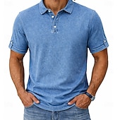 abordables Polo clásico para hombre-Camisetas Polo para Hombre SoftFade™ 100% Algodón Camisa de Lavado Ácido Casual Vacaciones Con Solapa Manga Corta Moda Básica Sólida Texturizada Botones Vintage Verano Primavera Azul Verde Caqui Gris