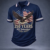 economico Polo Patriottico 250-4 luglio 2026 250° Per uomo Bandiera Americana Polo Manica Corta Magliette polo Camicie con Colletto Casual All'aperto Abbigliamento casual alla moda Athleisure Bottoni Tessuto retato traspirante