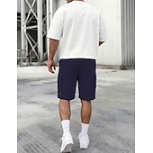 voordelige Vakantie-Voor heren Ladingbroek Cargoshorts Korte broek Casual korte broek Zak Elastische taille Effen Knielengte Casual Buiten Streetwear Modieus Streetwear Zwart Marineblauw Inelastisch
