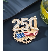  Herdenkingsbroche voor heren ter gelegenheid van het 250-jarig jubileum &Dames, patriottische, met strasssteentjes bezette corsagespeld van zinklegering, ideaal accessoire voor kleding, blazers en