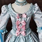 baratos Vestidos-Rococó Barroco Vestido de Baile Longo Vestidos Vestido de Baile Princesa Casamento Jacquard De Baile Decote Redondo Fantasia Mulheres Real Dia Das Bruxas Carnaval Baile de Máscaras Baile de Formatura