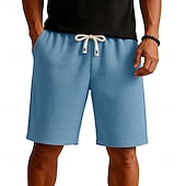 preiswerte Lässige Shorts-Herren Waffel-Shorts Shorts Sommershorts Freizeitshorts Patchwork Tasche Elastischer Bund Einfach Komfort Atmungsaktiv Knielang Lässig Outdoor Strand Urlaub Mode Blau Schwarz Mikroelastisch