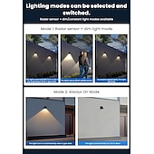 billige Vegglamper til utendørsbruk-2 stk. utendørs solcelledrevne IP65 vanntette LED-vegglamper med bevegelsessensor, vaskelys for hage, terrasse, gårdsplass, gjerde, trapper, veranda, terrasse, dekorativ utendørs LED-belysning med
