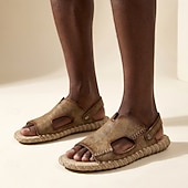 abordables Sandalias de Vacaciones-Sandalias marrones de tiras en el talón para hombre, calzado casual de verano con puntera abierta, ligero y cómodo para actividades al aire libre, ideales para vacaciones en la playa, viajes, uso en resorts, ocio diario y climas cálidos.