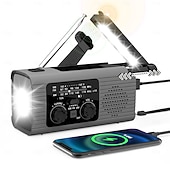 cheap Flashlights-Emergency Radio 4000mAh Solar Hand Crank AM/FM/NOAA Portable Weather Radio with Phone Charger, LED Flashlight, Reading Lamp, SOS Alarm, Headphone Jack for Indoor Outdoor Emergency, USB Charged