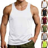 tanie Tank topy sportowe-Męskie Bezrękawnik Kamizelka Podkoszulki Bluzka na ramiączkach Bez rękawów Łódeczka Lato Wiosna Równina Moda Klasyczny Wygodny Gładkie Codzienny Siłownia Ulica Czarny Biały Wino Top Tee dla mężczyzn