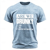  Heren T-shirt met de tekst "Zijn we dronken, bitch? Misschien wel!", acid wash, grappig, sarcastisch, drinken, T-shirt met graphic print, korte mouwen, normale pasvorm, ronde hals, feest, bar,