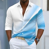 economico Geometrica-Per uomo Geometrico Colore sfumato Arte astratta Camicia Camicia con Bottoni Camicia casual Manica Lunga Moda Casual All'aperto Abbigliamento Quotidiano Primavera Autunno Collo ripiegato Stampa 3D