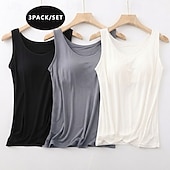  Πολλαπλές συσκευασίες 3 τεμ Γυναικεία Στρογγυλή Λαιμόκοψη Αμάνικο Μαύρο + λευκό + γκρι Αμάνικη Μπλούζα Σκέτο Causal Πολυεστέρας Καλοκαίρι