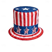 abordables 250º Aniversario-Sombrero de copa con la bandera estadounidense para hombres, mujeres y niños, sombrero patriótico del tío Sam, accesorio de disfraz para el 4 de julio, Día de la Independencia de EE. UU., para