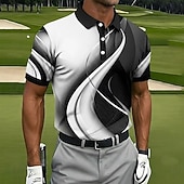 Недорогие Мужское гольф-поло-Муж. геометрический Гольф Спортивные рубашки поло Футболки поло Рубашки с воротником На каждый день Одежда для спорта и отдыха Пуговицы Весна лето Синий Черный Розовый