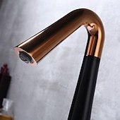 お買い得  浴室・洗面台用水栓金具-シンプルでエレガントな真鍮製洗面器用蛇口 – 温水・冷水対応、飛沫防止、回転式シンク蛇口。洗面器、カウンター下、洗面台キャビネットに使用可能。