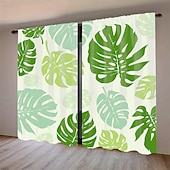 halpa Pimennysverho-2 kpl kasvi- ja kukkataideverhoja, polyesteri-ikkunaverhot tankotaskulla, vihreät kasvitieteelliset kuvioverhot olohuoneeseen, makuuhuoneeseen, keittiöön, asuntolan sisustukseen, kodin sisustukseen