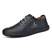 billiga Snygga snörskor-Handsydda snörskor för män, mjuka och bekväma loafers i vintagestil, lämpliga för vardagsbruk, resor, stadspromenader och eleganta vardagsutflykter.