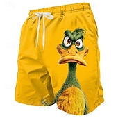  Bărbați Amuzant Rață animale de desene animate Boxeri înot Costume de baie Pantaloni scurți de baie Pantaloni Scurti Talie medie Hawaiană Vacanta la plaja Buzunare laterale Căptușeală din plasă Talie