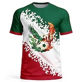  Maglia da calcio da uomo con grafica aquila cactus fuoco, ispirata al Messico, sportiva estiva a maniche corte, protezione UPF 50, asciugatura rapida, traspirante, 2026, per tifosi di calcio, tornei,