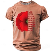  Memorial Day Remembrance Day I Wear A Little Poppy As Red As Red Can Be Men's Patriotic Remember Those Who Fought For Me Graphic T Shirt Short Sleeve Tee Designer Clothing Apparel S M L XL XXL XXXL