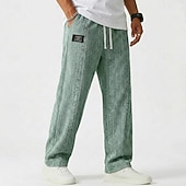 baratos calça casual-Homens Calças Calça casual Calças largas Calças texturizadas Jacquard Com Cordão Perna reta Tecido Conforto Comprimento total Casual Diário Ao ar livre Férias Moda Azul Preto Micro-Elástica
