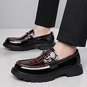 billiga Loafers-Herr svarta röda lackloafers slip-on metallbitar med grov sula lyxiga formella skor för bröllop, banketter, fester, bal och iögonfallande aftonkläder