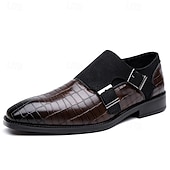 cheap Monk Shoes-Men's Faux Leather Double Monk Strap Dress Shoes Elegant Formal Loafers for Weddings, Office and Special Occasions