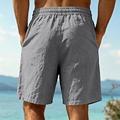abordables Vacances-Homme Shorts Shorts en Lin Shorts d'été Shorts de plage Cordon de serrage Taille Élastique Uni Confort Respirant Longueur Genou Quotidien Extérieur Fête Vacances Mode Noir Blanche Non Elastique