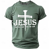  Hombre Jesús Camiseta Manga Corta Camiseta Impresión 3D Cuello Barco Camisa Moda Design Sencillo Casual Diario Fiesta Rojo Verano Primavera Ropa S M L XL XXL XXXL