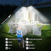 abordables Aplique de pared para exterior-Aplique de pared solar exterior IP65 resistente al agua, con sensor de movimiento inteligente de 4 cabezales, 222 LED, ajustable y giratorio, 3 modos de iluminación: jardín decorativo, patio, pared,