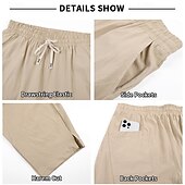 abordables Día festivo-Hombre Pantalones de lino Pantalones Pantalones bombachos holgados Correa Cintura elástica Plano Comodidad Transpirable Longitud total Diario Exterior Festivos Vacaciones Moda Negro Blanco Rígido