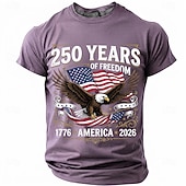  4 juli 2026 250:e Herr Rolig T-shirt Kortärmad T-shirt 3D-tryck Rund hals Skjorta Mode Designer Enkel Ledigt Dagligen Fest Svart Rubinrött Sommar Vår Kläder S M L XL XXL XXXL