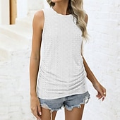 ieftine Rezervor simplu-Pentru femei Bluză Cămașă fără mâneci Tee Top Capsă Culoare solidă Modă Clasic Casual Fără manșon Stil Nautic Topuri obișnuite Zilnic Ieșire Sfârșit de săptămână Negru Alb Galben Roz Îmbujorat