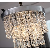 ieftine Lumină de tavan din cristal-Candelabru de tavan, mini candelabru, corp de iluminat de tavan cu cristal argintiu e12 cu 2 becuri pentru living, dormitor, sufragerie, bucătărie, birou, hol 110-240v