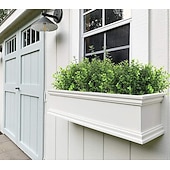 رخيصةأون نباتات صناعية وخضرة-٨ حزم من نباتات البقس الاصطناعية، نباتات ربيعية صناعية خارجية، شجيرات صناعية مقاومة للأشعة فوق البنفسجية، سيقان خضراء خارجية، أزهار خارجية تبدو حقيقية، أوكالبتوس صناعي