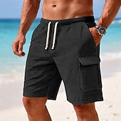 billige Hverdagsshorts-Herre Cargoshorts Shorts Casual shorts Corduroy shorts Lomme Elastisk midje عادي Med Tekstur Komfort Pustende Over Knæet Avslappet utendørs Strand Ferie Mote Blå Svart Mikroelastisk