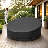 baratos Capa para Móveis de Pátio-Capa para móveis de jardim redonda, impermeável em tecido 420D, com alça de ombro e pega, capa protetora redonda contra vento.