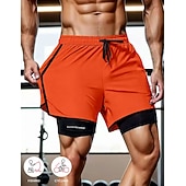 cheap Casual Shorts-Men's Shorts Casual Shorts Athletic Short Pocket Elastic Waist 2 in 1 Plain Solid Quick Dry Breathable Short Daily Outdoor Gym Sports Sport Blue Black Micro-elastic