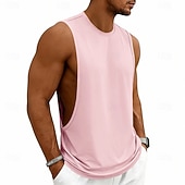 abordables Camisetas sin mangas de gimnasio-Hombre Camiseta sin mangas Chaleco Camisetas Interiores Camisa sin mangas Sin Mangas Escote Redondo Verano Primavera Plano Moda Deportivo Clásico Puro Casual Gimnasia Calle Negro Blanco Rosa Camiseta