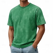  Per uomo Maglietta Camicia 100% cotone lavaggio acido Manica Corta Girocollo Estate Primavera Autunno Semplice Retrò Vintage Casual Stile Vintage Tinto in capo angosciato Casuale Blu Nero Rosa