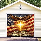 billige 250. jubileum-Dekorasjon til garasjeportdeksel i anledning av 250-årsjubileet i USA, bakgrunn med fotografi av ørnen fra 4. juli, Amerika 1776-2026, USA-banner for uavhengighetsdagen, patriotisk dekor